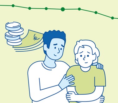 Ein Mann tröstet eine Frau.