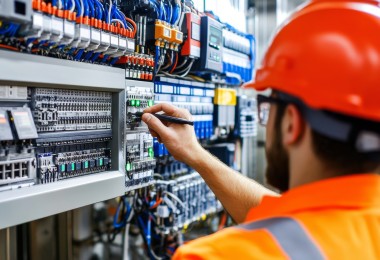 Ein Mann in Arbeitsschutzkleidung bedient ein Steuerungssystem. (Bild: Pichapob_stock.adobe.com)